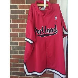 Nike NBA Portland Trail Blazers Button Up Shirt 4XL Mens Red jersey